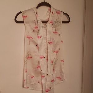 Semi-sheer flamingo blouse